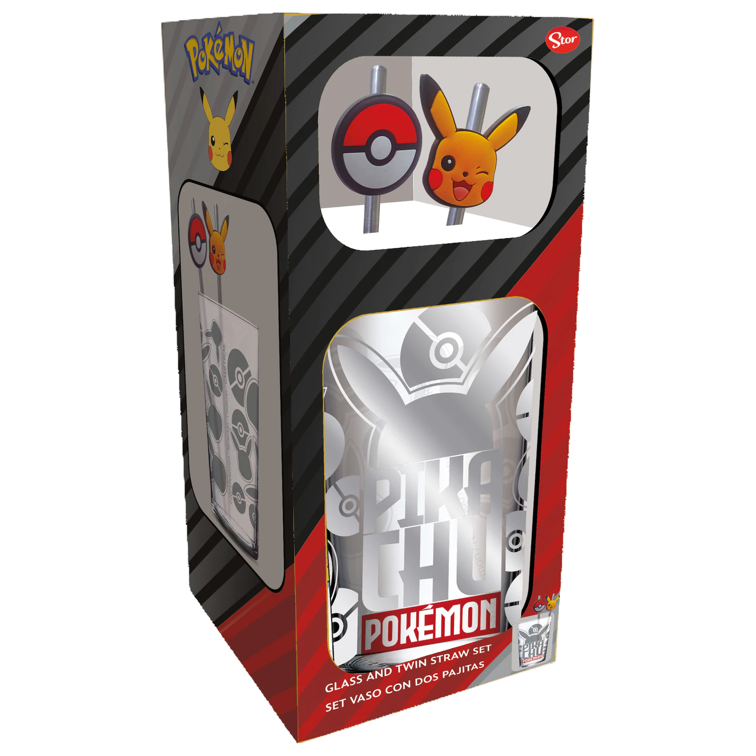 Pokémon Pikachu Sklenený pohár so slamkami produktová fotografia