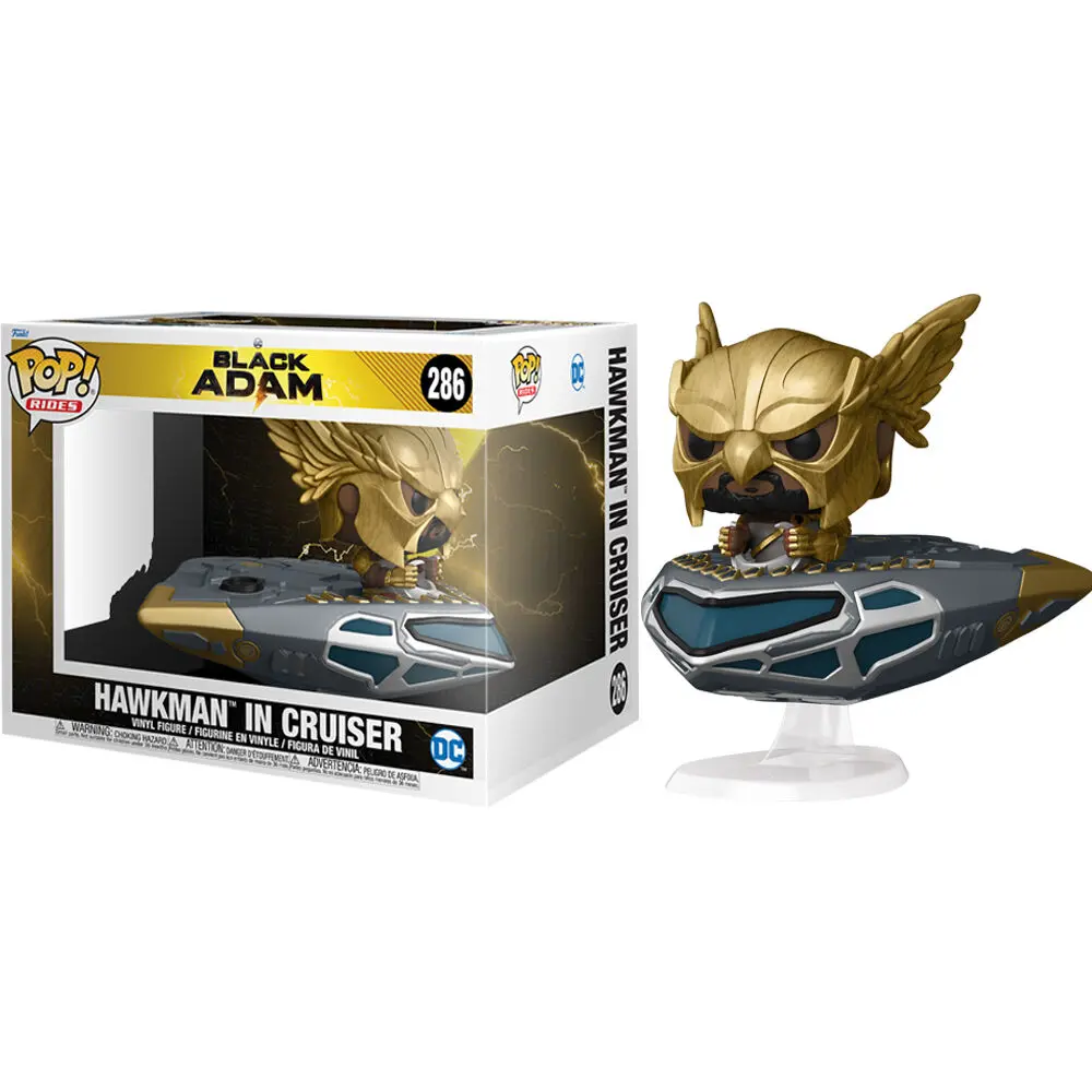 Black Adam POP! Rides Super Deluxe Vinyl Figurka Hawkman in Cruiser 15 cm termékfotó