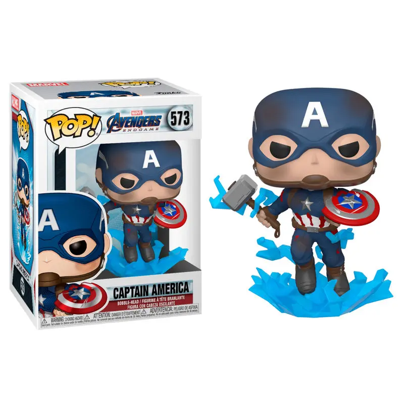 Avengers: Endgame POP! Movies Vinyl Figúrka Captain America törött pajzzsal és Mjölnir-rel 9 cm termékfotó