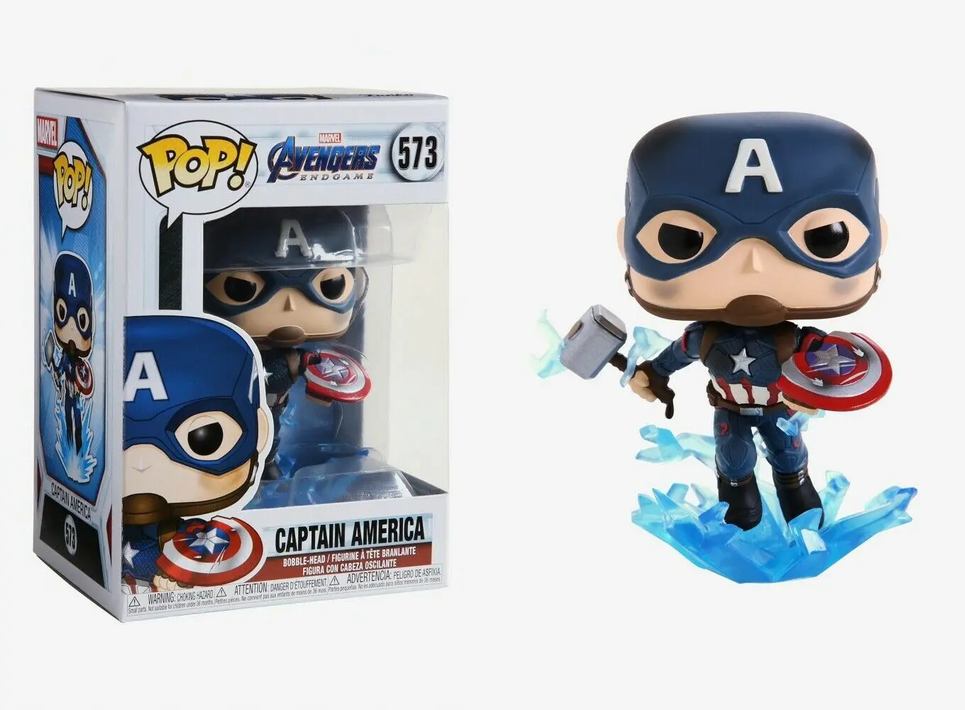 Avengers: Endgame POP! Movies Vinyl Figúrka Captain America törött pajzzsal és Mjölnir-rel 9 cm termékfotó