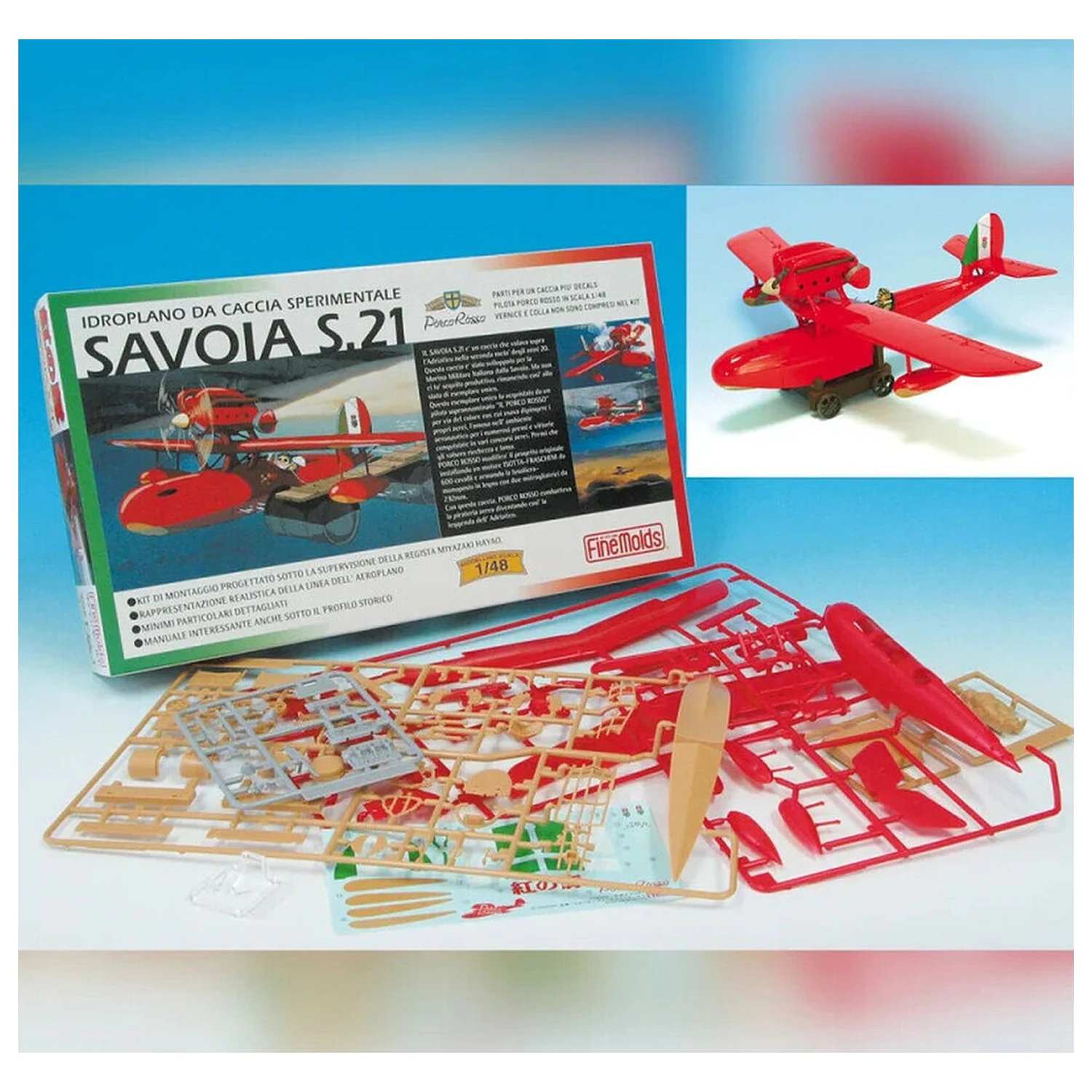 Porco Rosso Savoia S.21 Seaplane model kit + figúrka Porco Rosso produktová fotografia