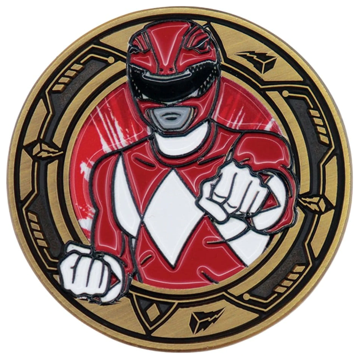 Power Rangers zberateľská minca Red Ranger limitovaná edícia produktová fotografia