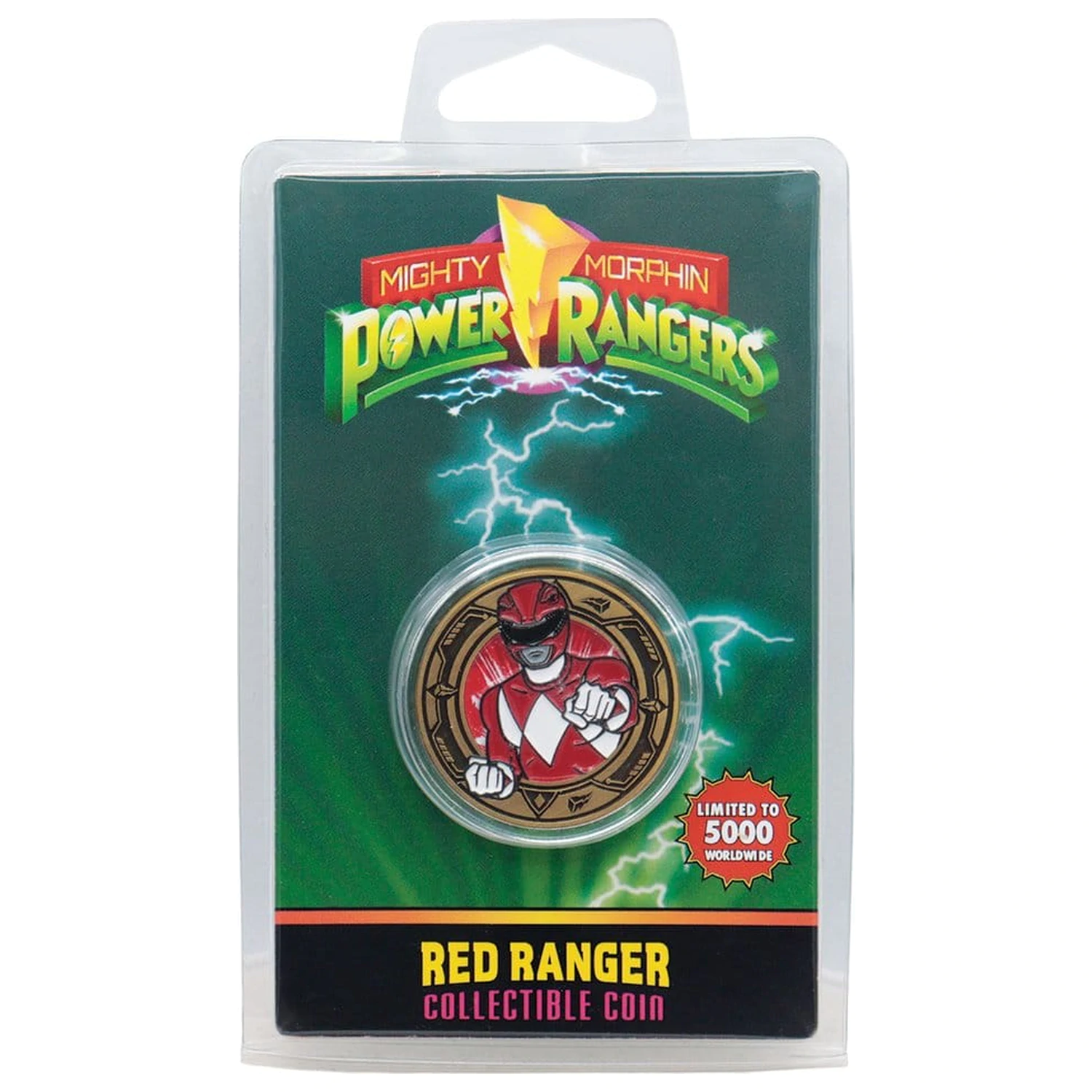 Power Rangers zberateľská minca Red Ranger limitovaná edícia produktová fotografia