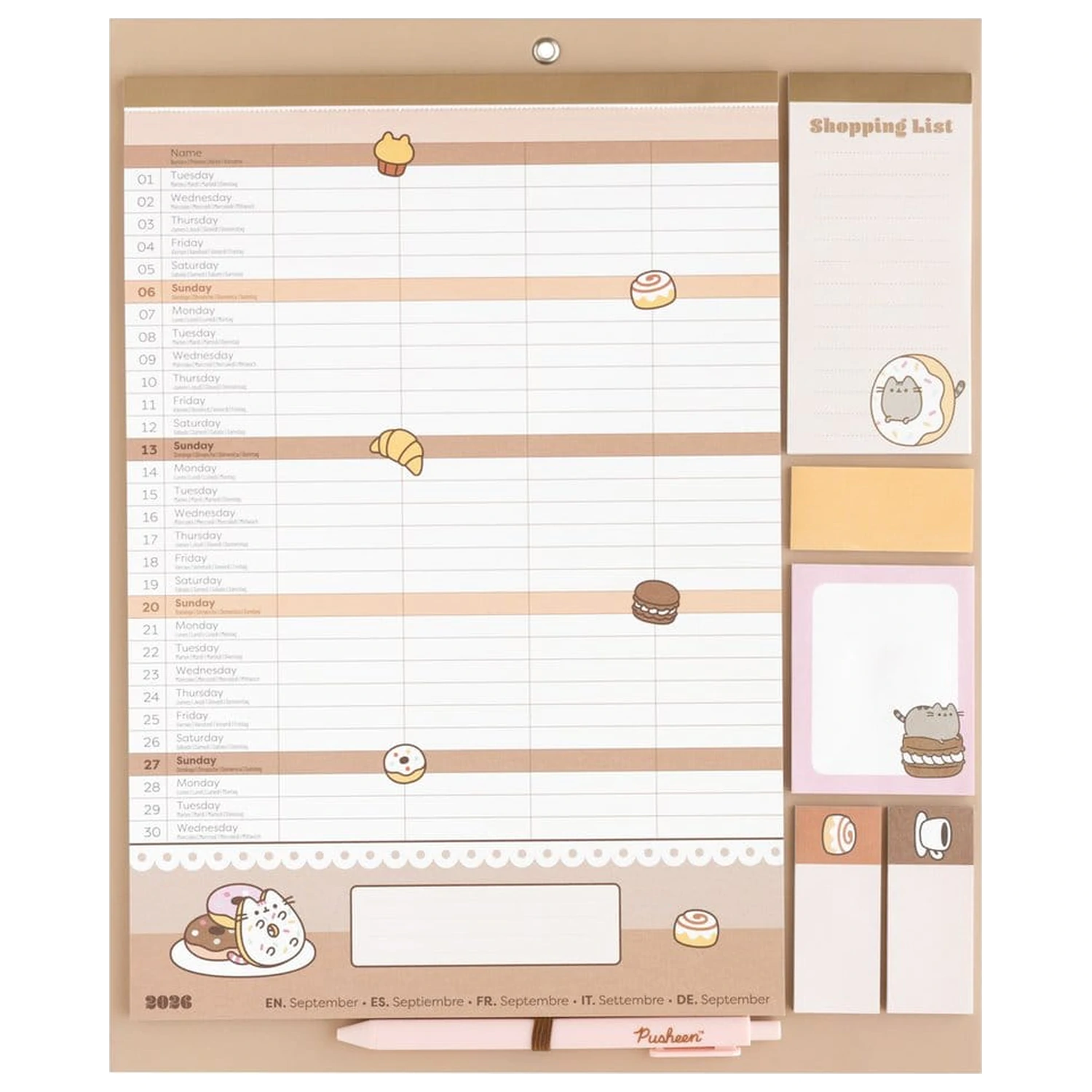 Pusheen Magnetický plánovač 2026/27 30 x 35 cm produktová fotografia