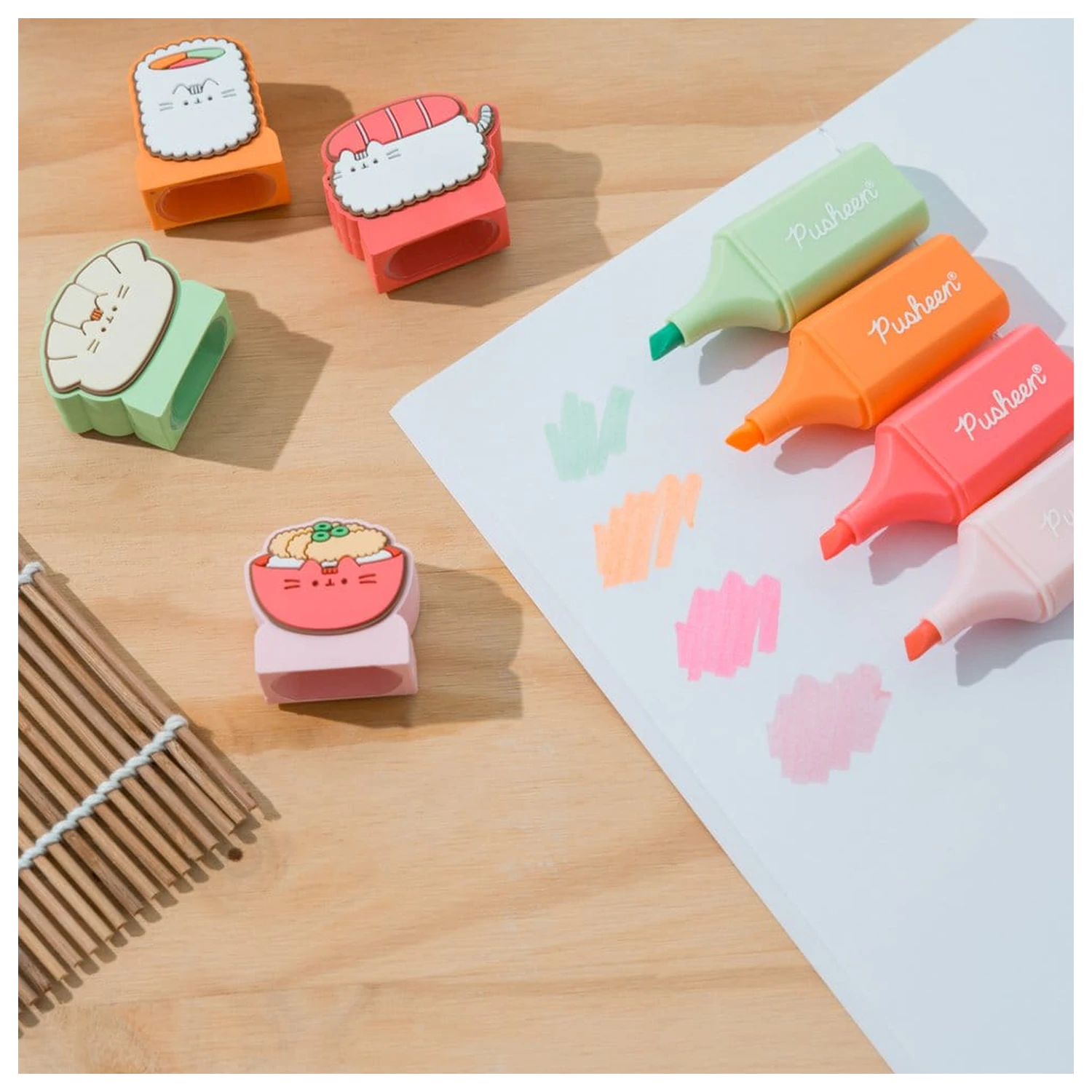 Pusheen Sushi Roll sada 4 zvýrazňovačov s topperom produktová fotografia