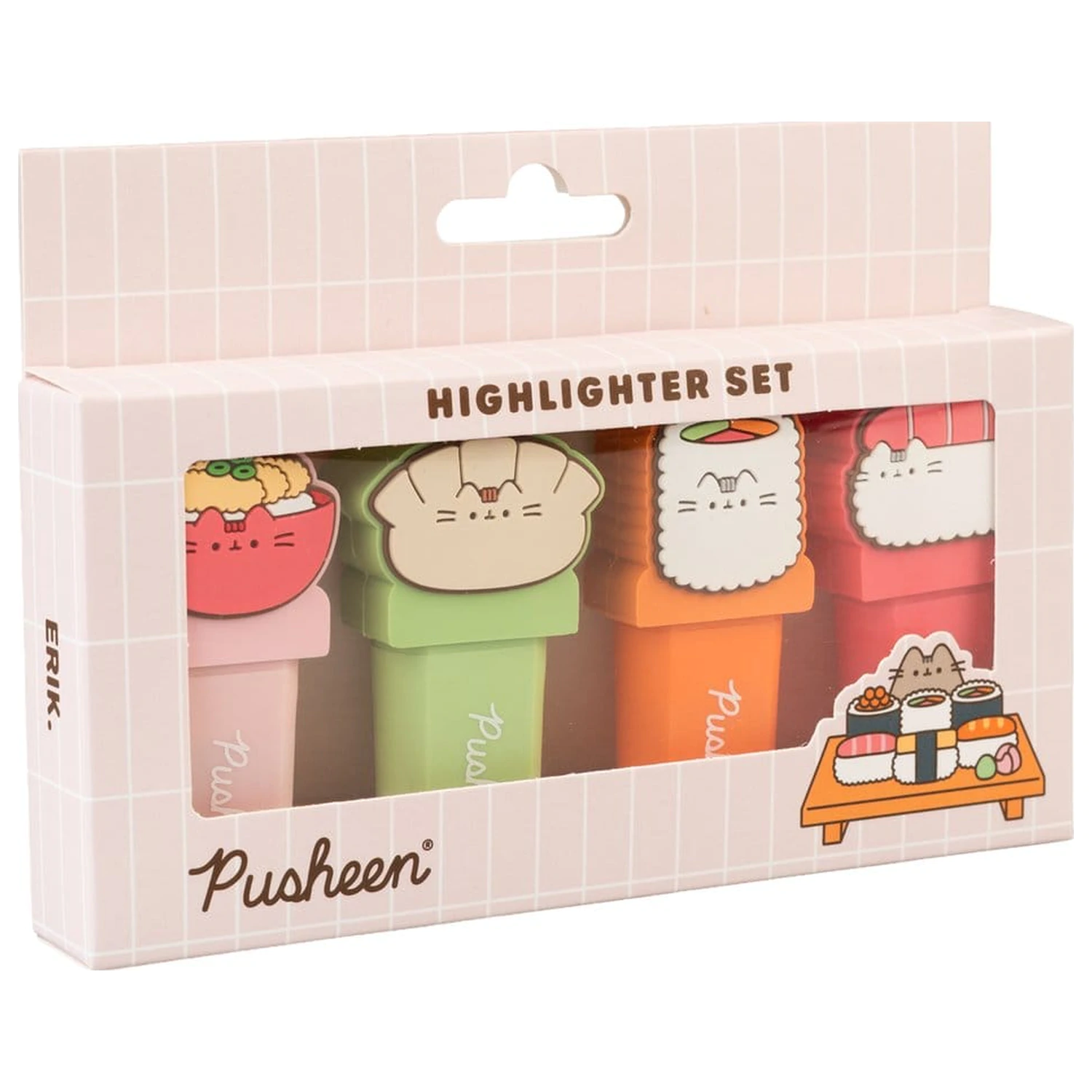Pusheen Sushi Roll sada 4 zvýrazňovačov s topperom produktová fotografia