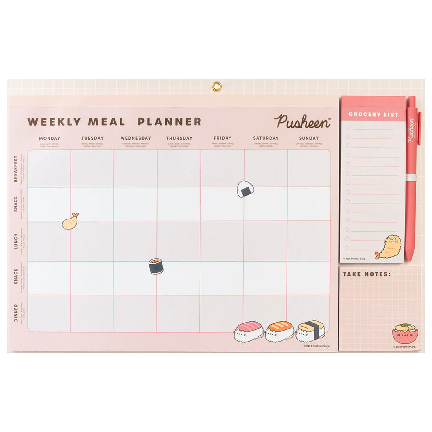 Pusheen Sushi Roll magnetický plánovač jedál produktová fotografia
