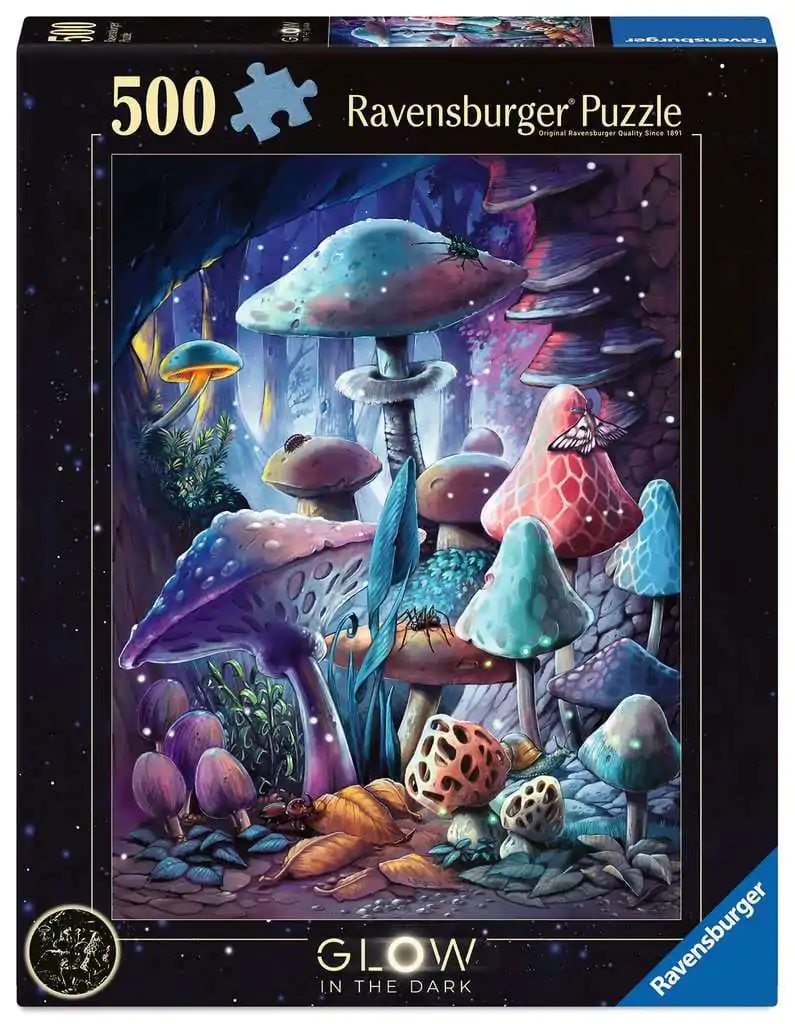 Ravensburger Glow-in-the-Dark Skladačka Moonlight Mushrooms (500 dielikov) produktová fotografia