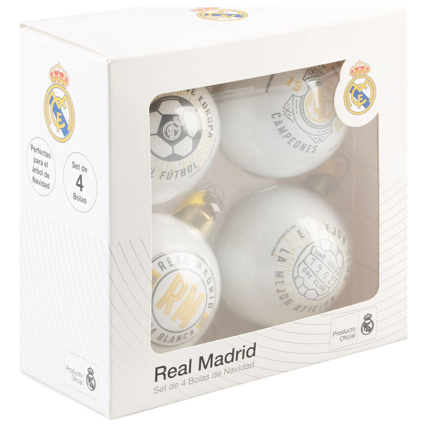 Real Madrid sada 4 vianočných gulí produktová fotografia