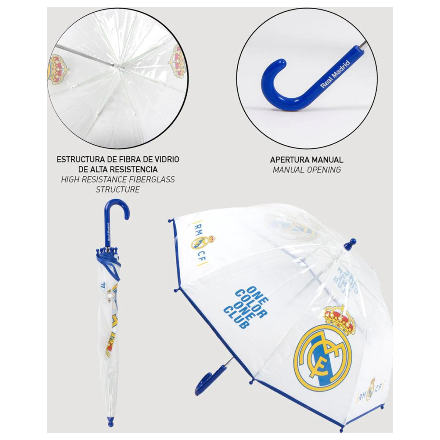 Real Madrid One Color Detský priehľadný dáždnik Ø71 cm produktová fotografia