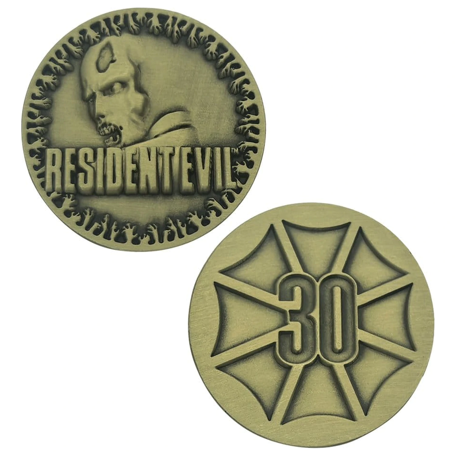 Resident Evil Zberateľská minca 30. výročie starožitná mosadz produktová fotografia