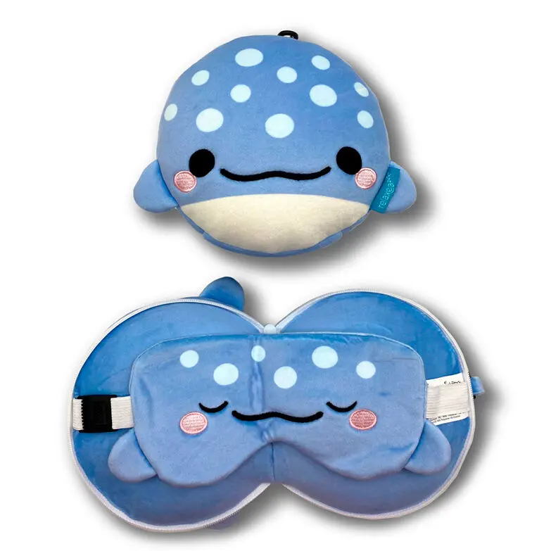 Relaxeazzz Adoramals Aoi the whale Shark cestovný vankúš a maska na oči produktová fotografia