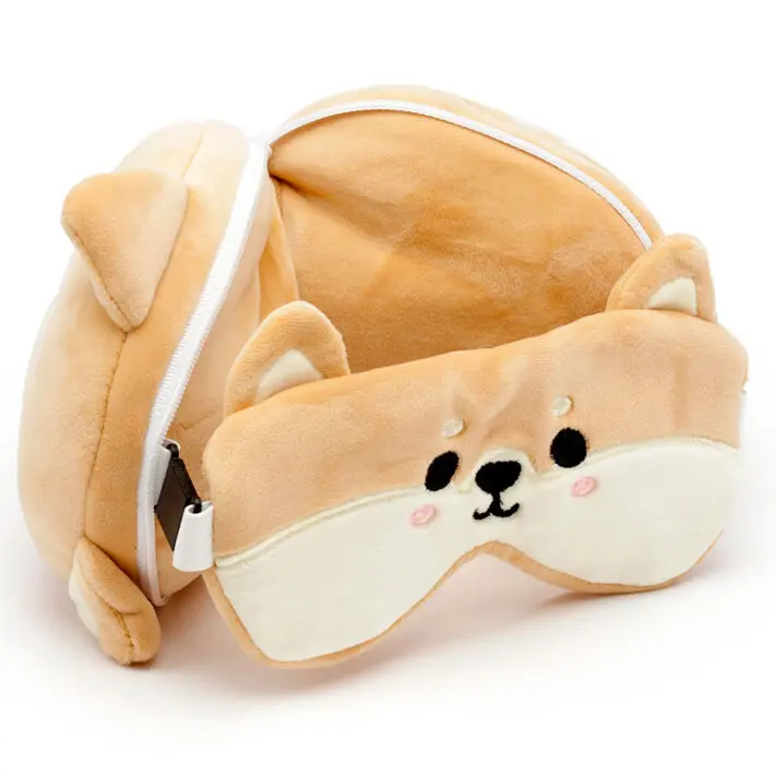 Relaxeazzz Adoramals Shiba Inu pes cestovný vankúš a maska na oči produktová fotografia