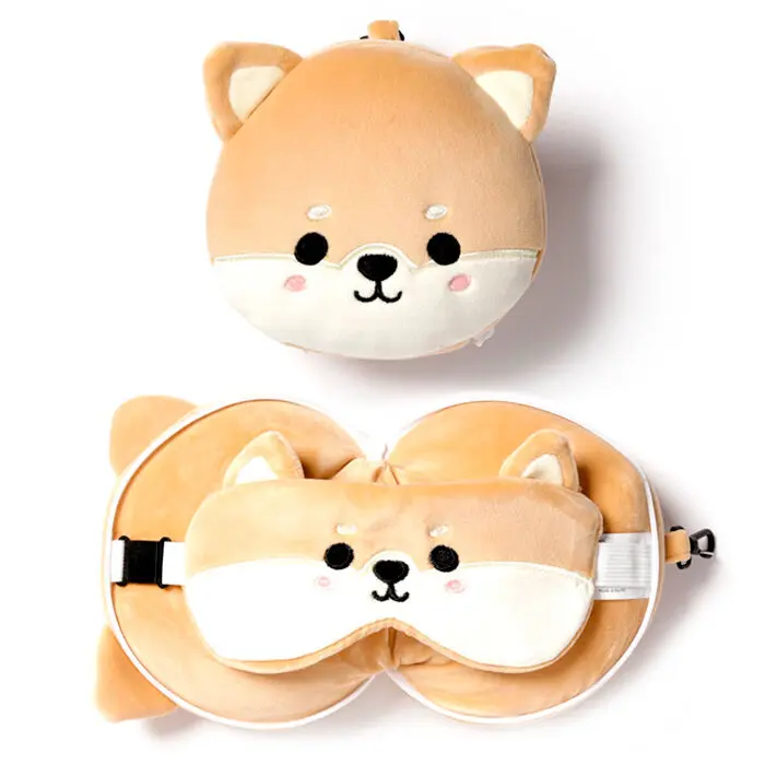 Relaxeazzz Adoramals Shiba Inu pes cestovný vankúš a maska na oči produktová fotografia