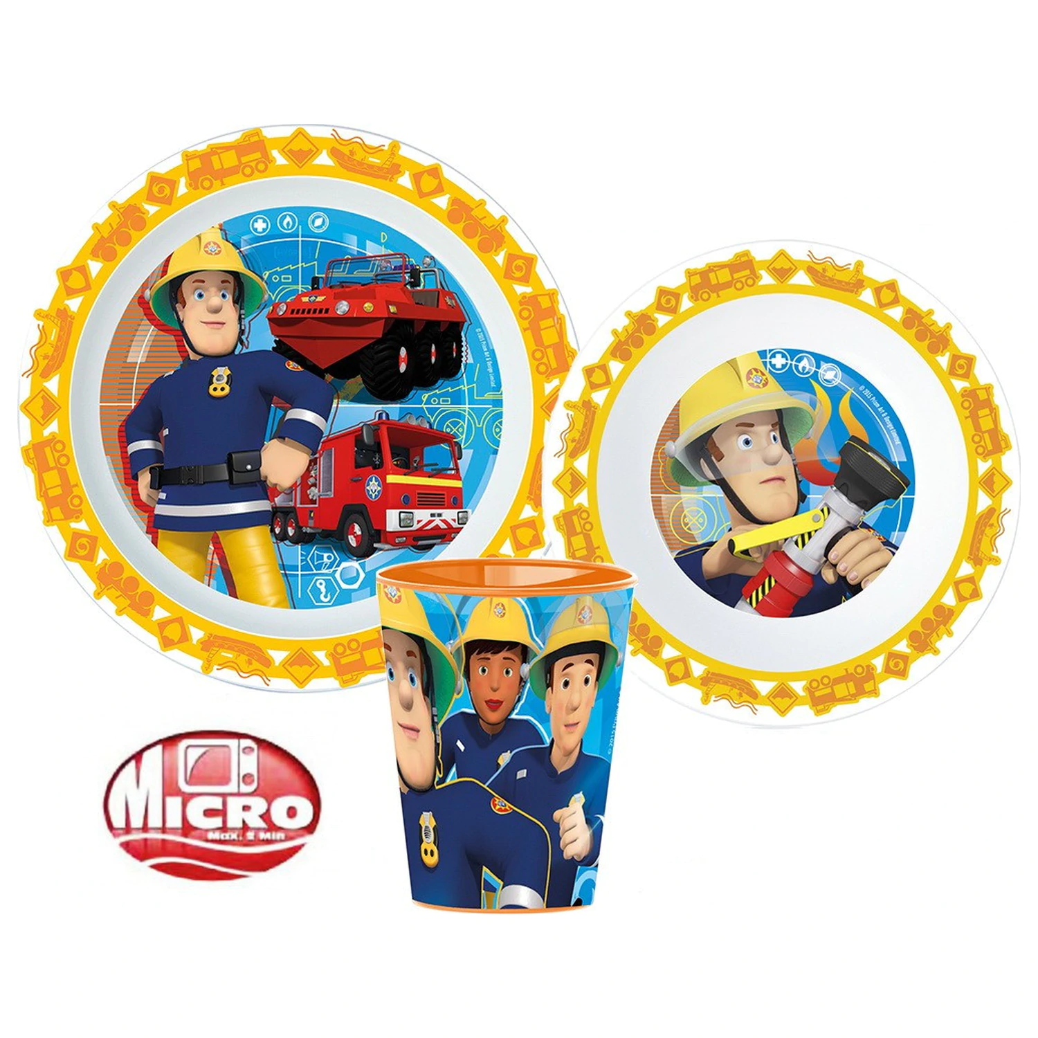 Fireman Sam Rescue Mission jedálenská súprava, súprava z mikroplastu s 260 ml pohárom produktová fotografia