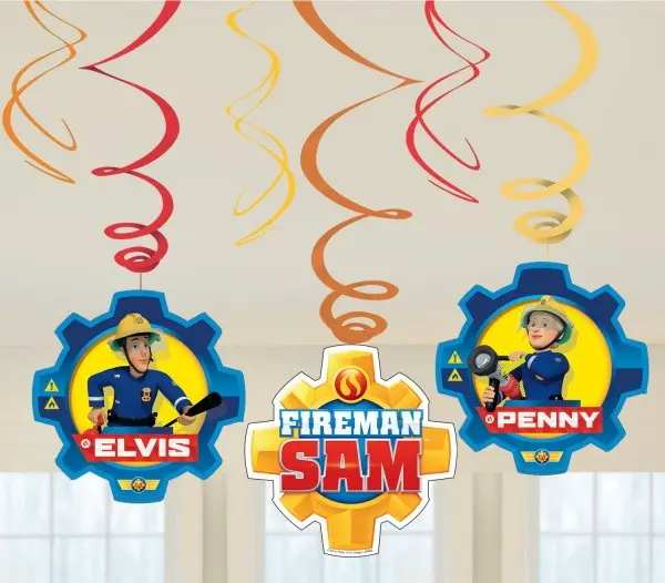 Fireman Sam sada 6 ozdôb so stuhou produktová fotografia