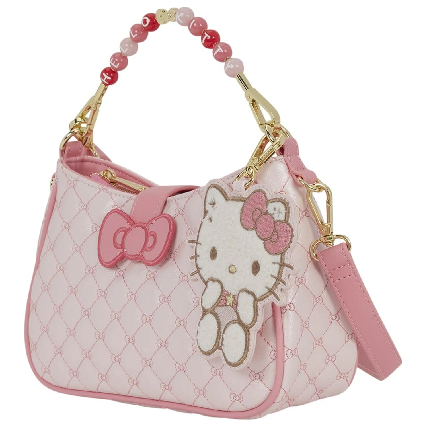 Sanrio by Loungefly kabelka cez telo s korálkovou rúčkou a príveskom na tašku Hello Kitty Quilted produktová fotografia