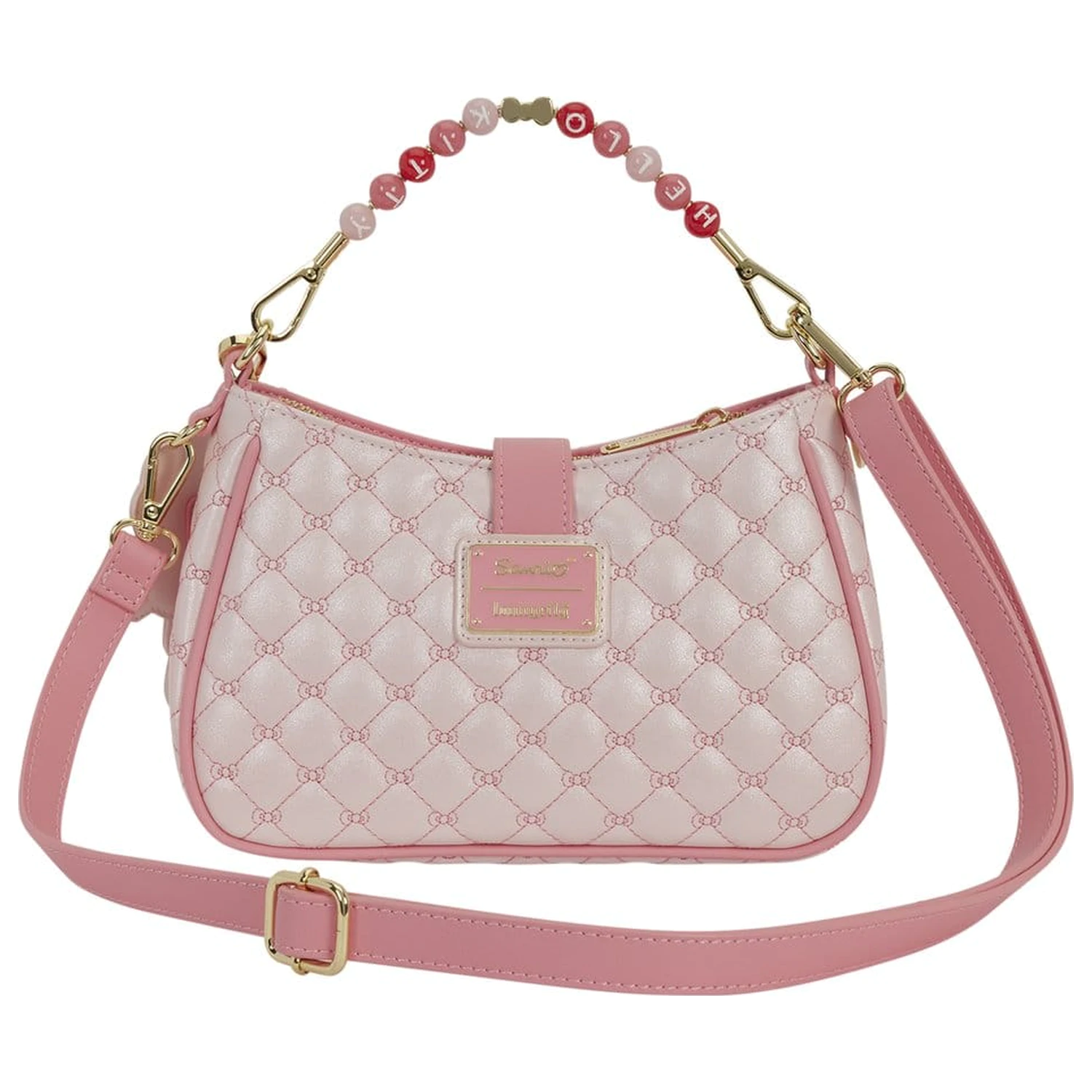 Sanrio by Loungefly kabelka cez telo s korálkovou rúčkou a príveskom na tašku Hello Kitty Quilted produktová fotografia