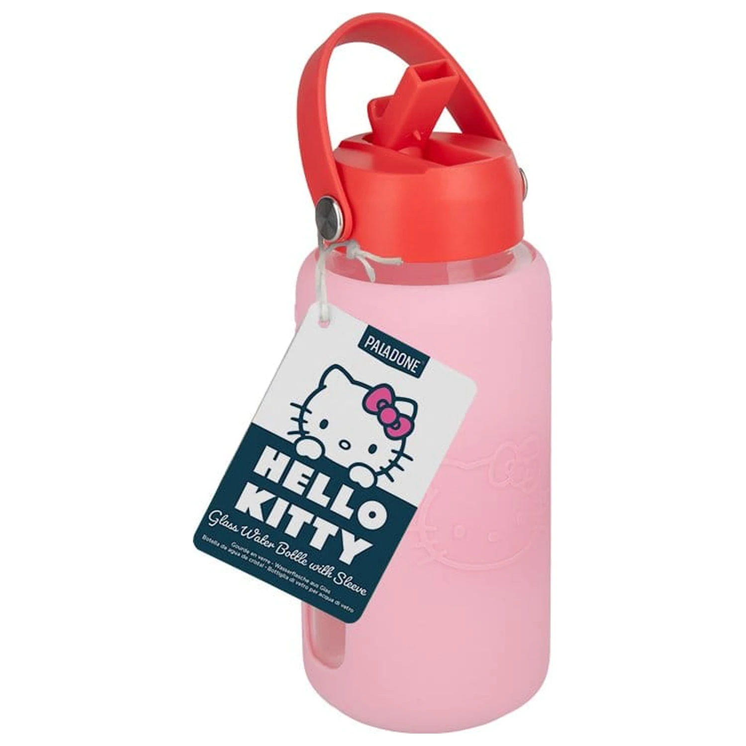 Sklenená fľaša na vodu Sanrio Hello Kitty s puzdrom produktová fotografia