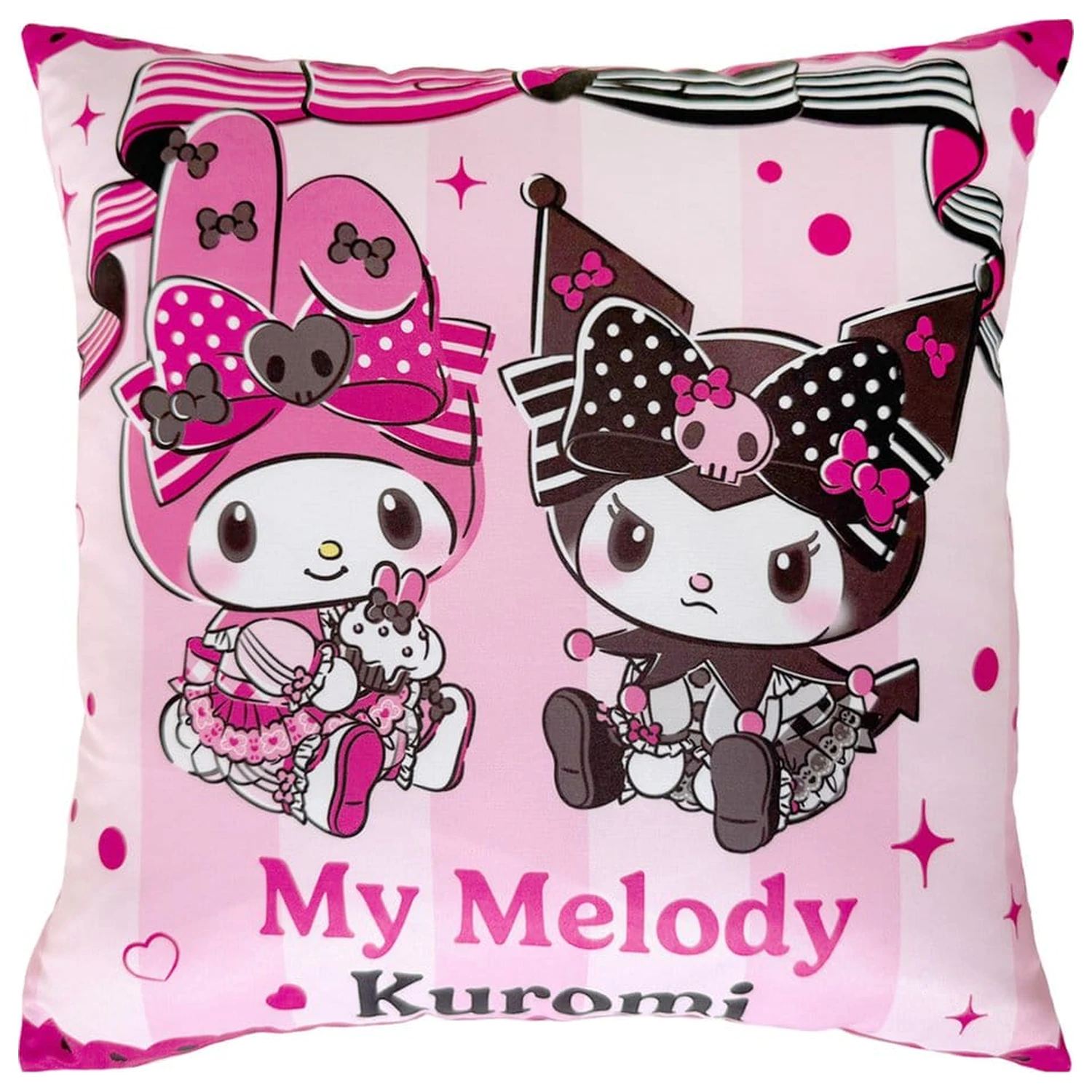 Sanrio Pink Black Party Series Vankúš Kuromi & My Melody 35 x 35 cm produktová fotografia
