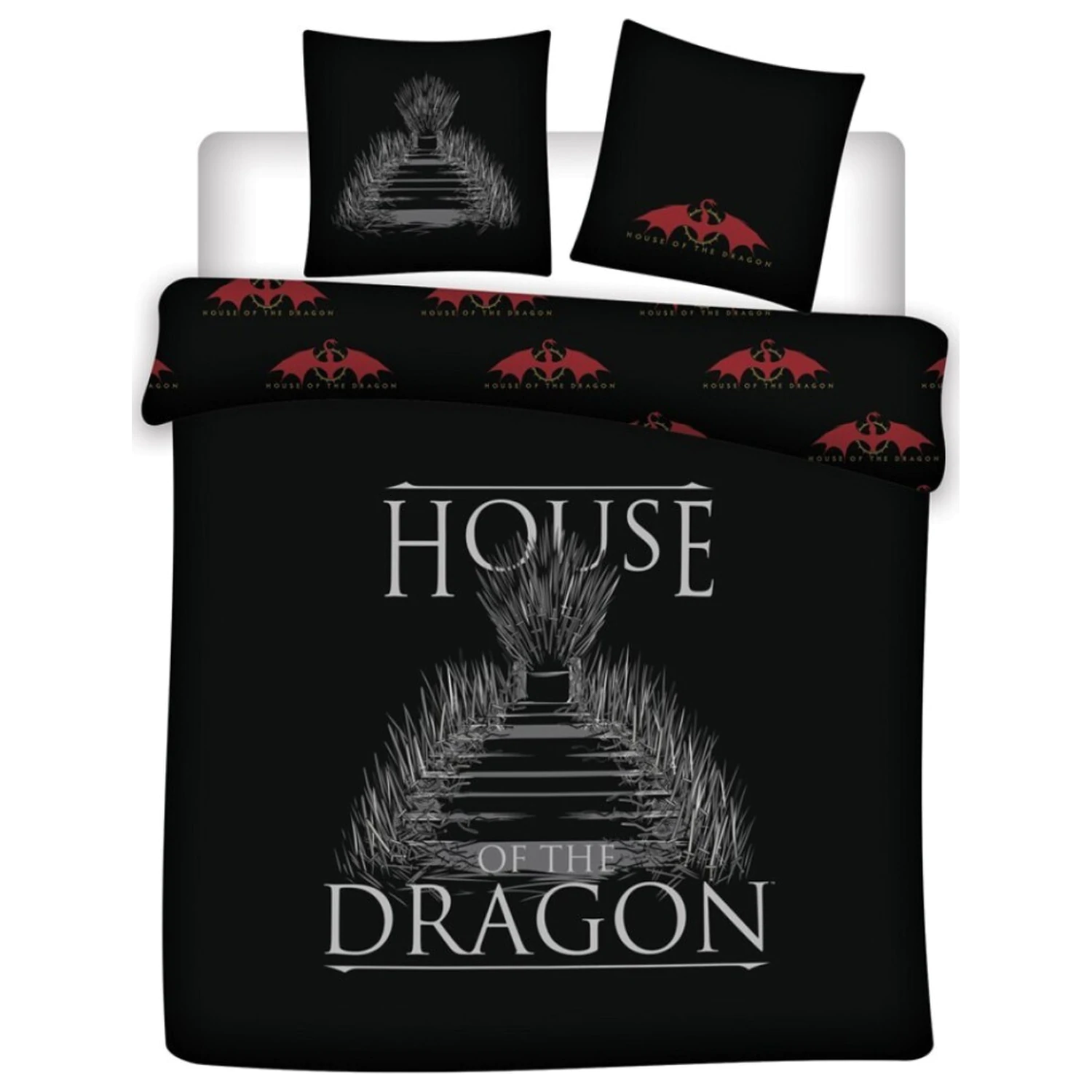House of the Dragon Čierny mikrovláknový dvojitý poťah na perinu produktová fotografia