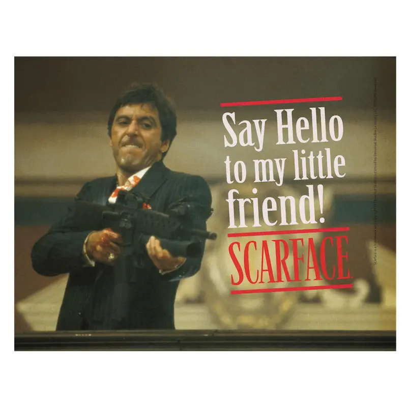 Scarface Say Hello sklenený plagát produktová fotografia