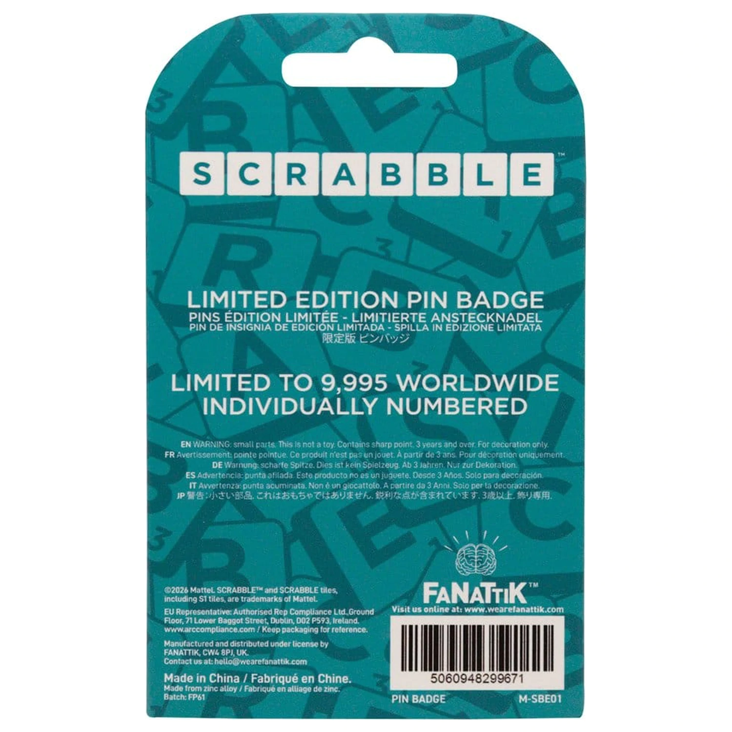 Scrabble Pin Odznak Word Nerd Limitovaná Edícia produktová fotografia