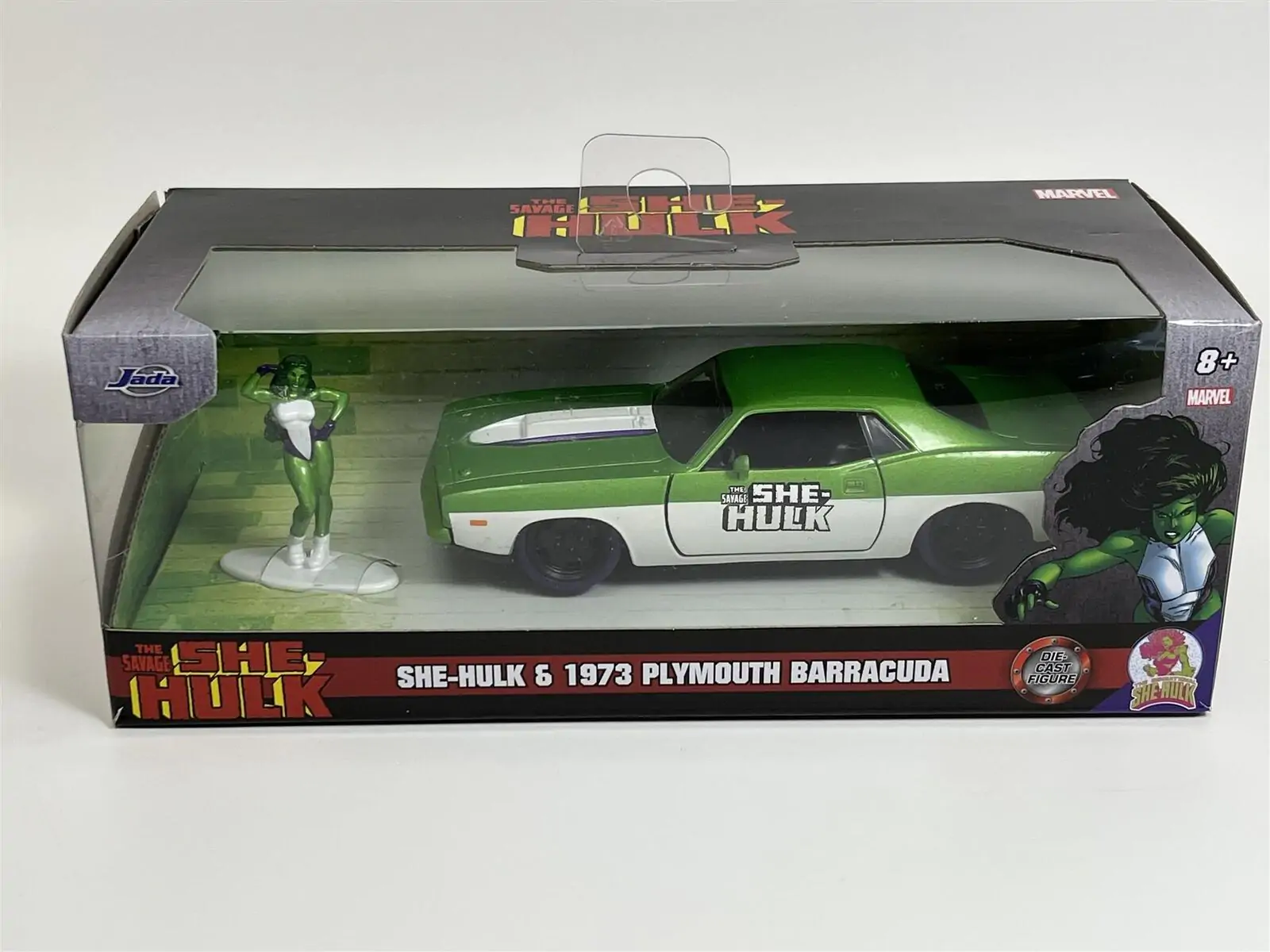 She-Hulk Diecast Model 1/32 1973 Plymouth Barracuda - kovový model produktová fotografia
