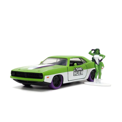 She-Hulk Diecast Model 1/32 1973 Plymouth Barracuda - kovový model produktová fotografia