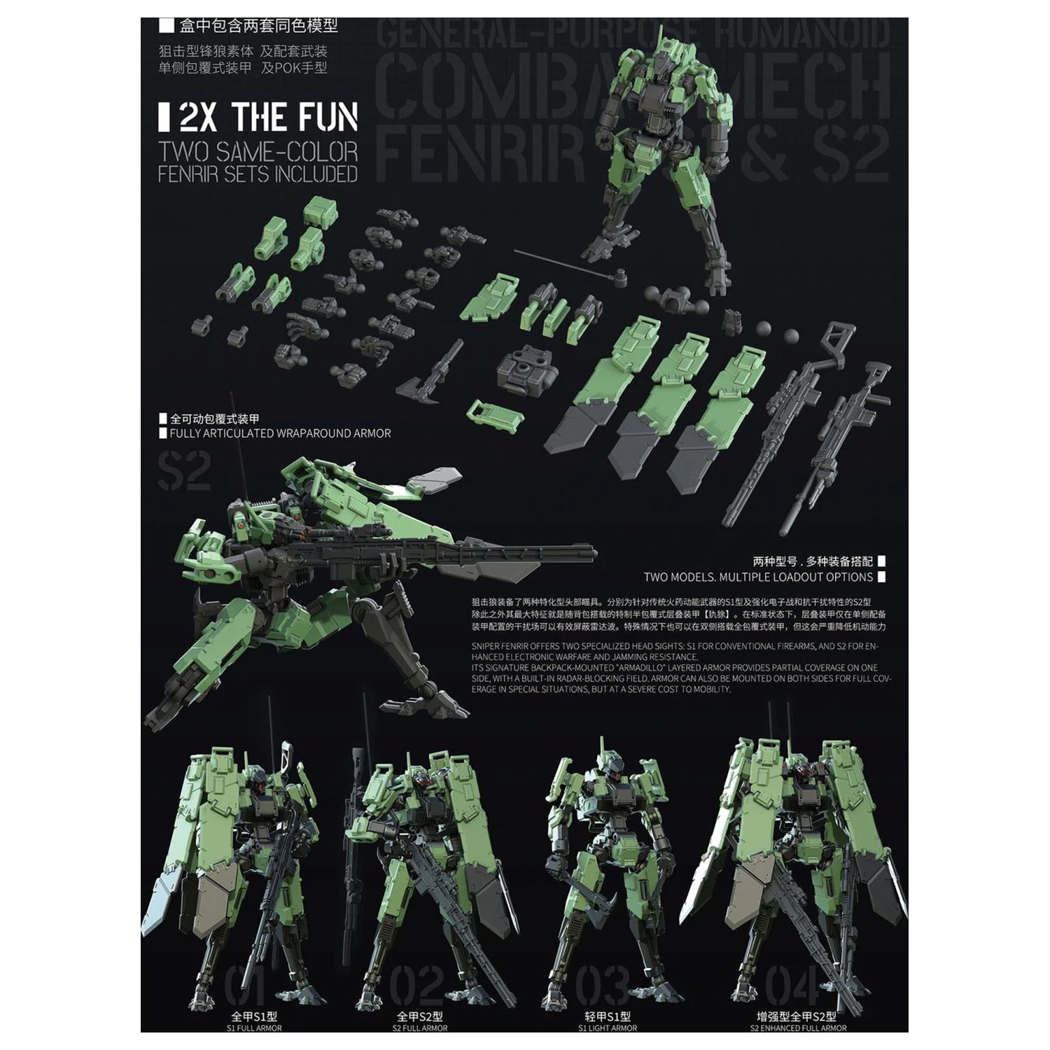 Sheik Mainland Sniping Type Fenrir (Green) Plastikový model 1/18 produktová fotografia