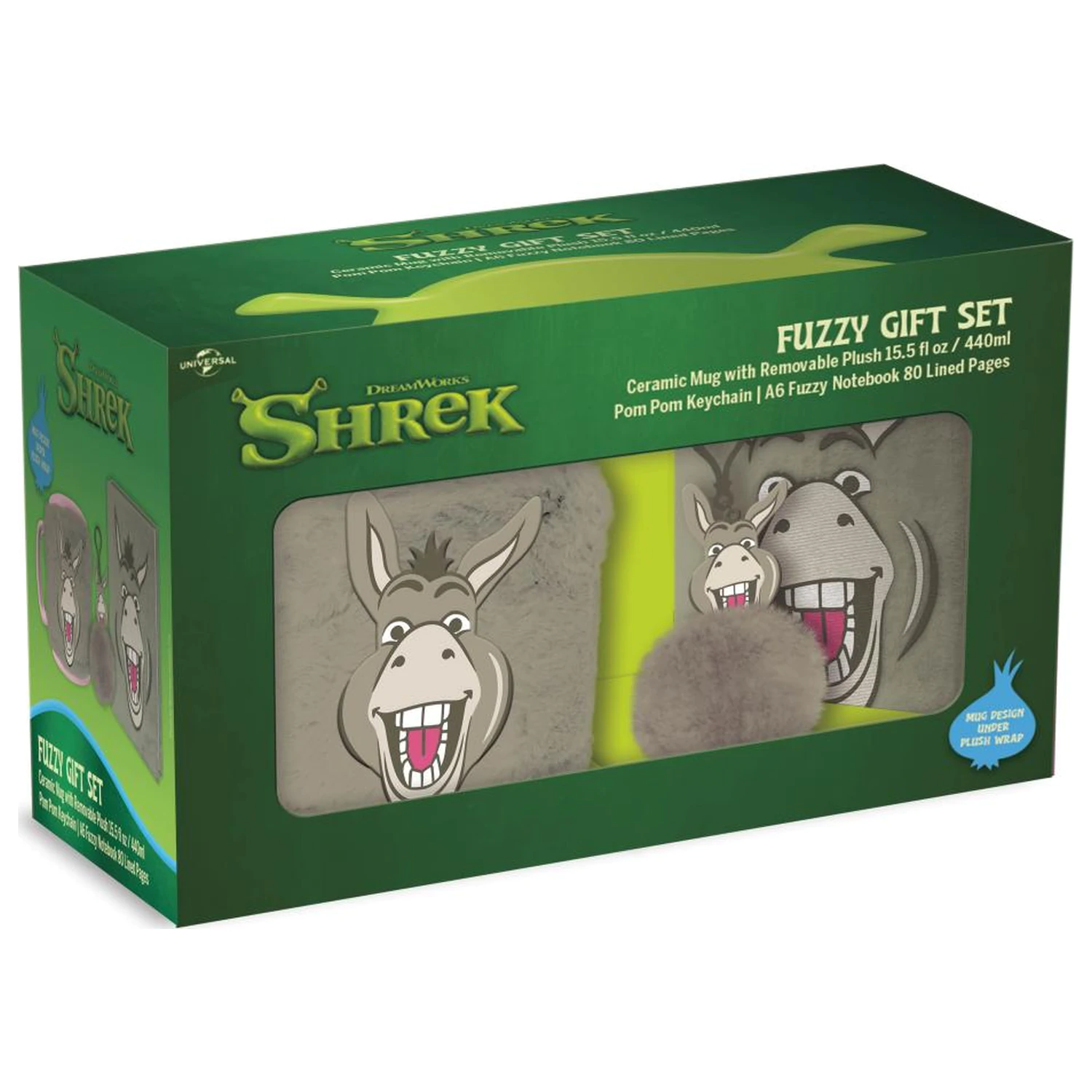Darčeková súprava Shrek Donkey Fuzzy – zápisník + hrnček + kľúčenka produktová fotografia