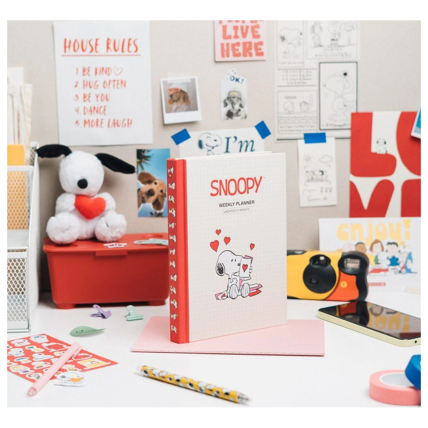 Snoopy A5 nedatovaný týždenný plánovač produktová fotografia