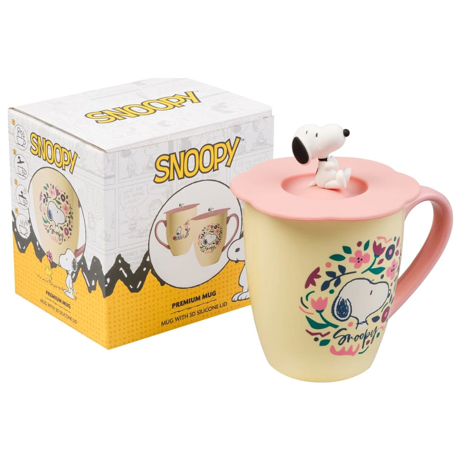 Snoopy prémiový hrnček s vrchnákom produktová fotografia