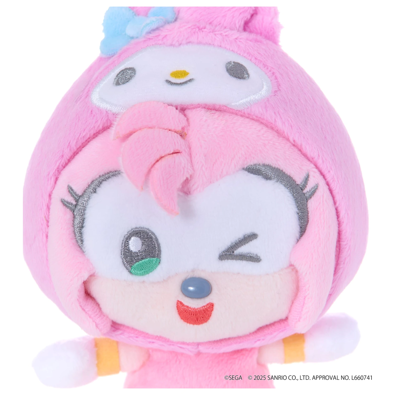 SONIC & FRIENDS x SANRIO Amy x My Melody maskot plyš 8 cm produktová fotografia
