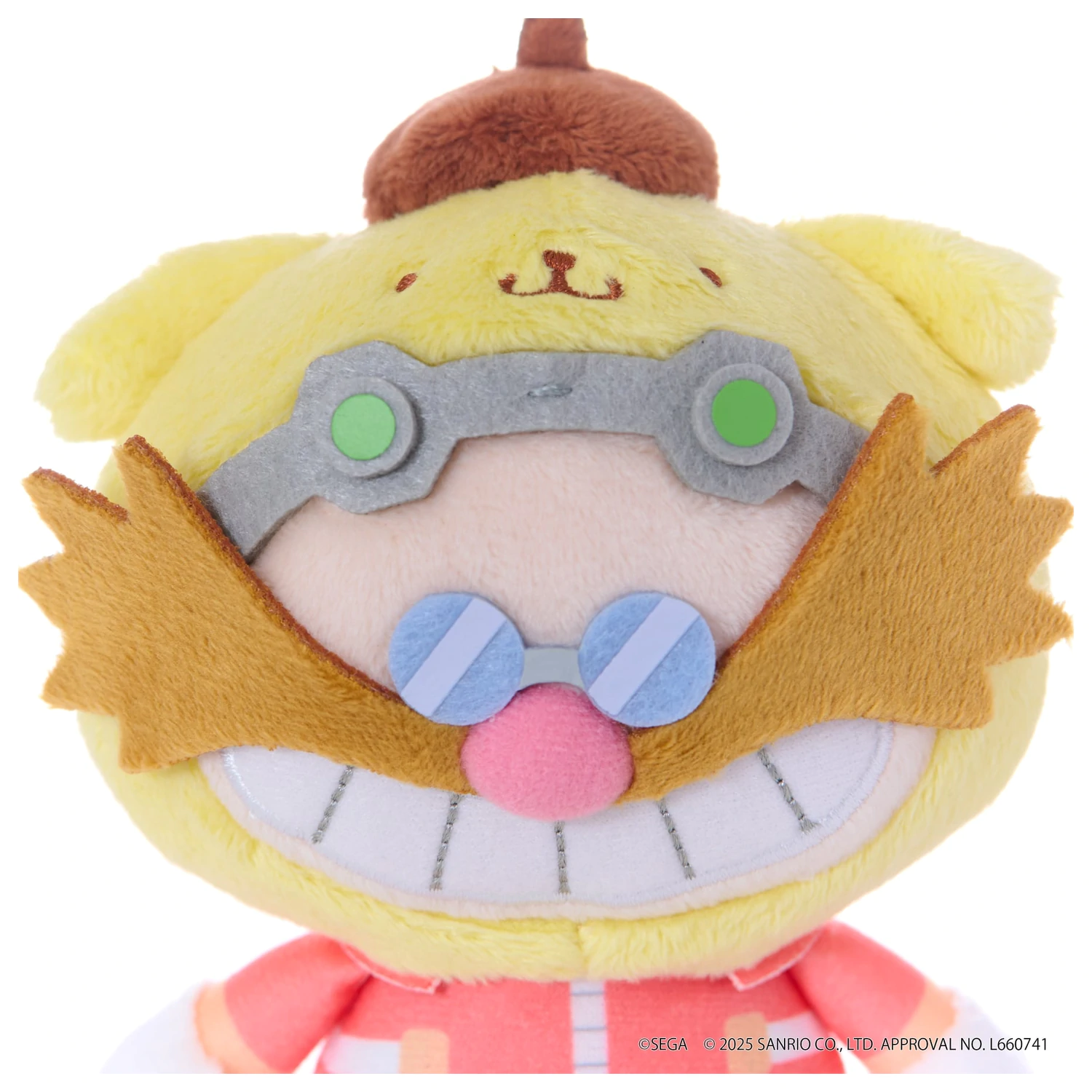 Sonic & Friends x Sanrio Dr. Eggman x Pompompurin maskot plyšový 8 cm produktová fotografia