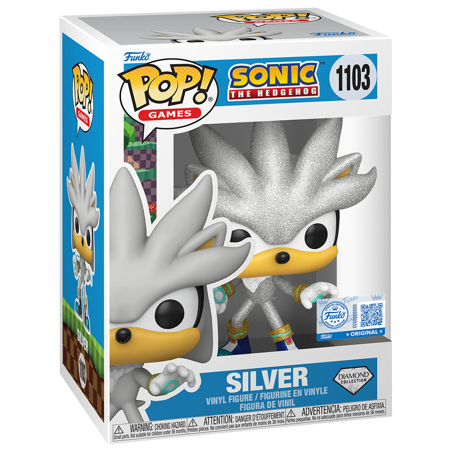 Sonic The Hedgehog Funko POP! Games Vinylová figúrka Silver The Hedgehog (FL) 9 cm produktová fotografia