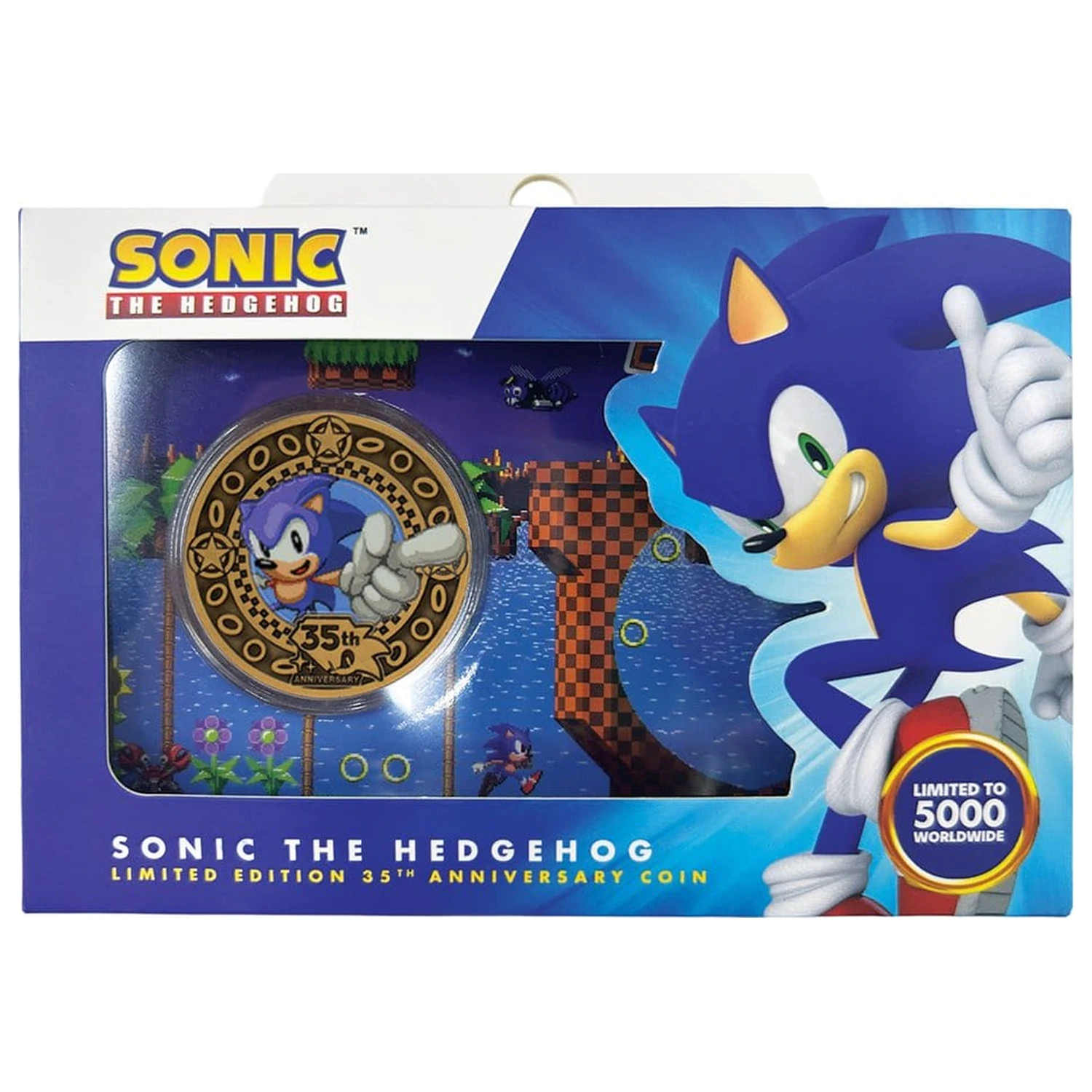 Sonic the Hedgehog zberateľská minca 35. výročie limitovaná edícia produktová fotografia