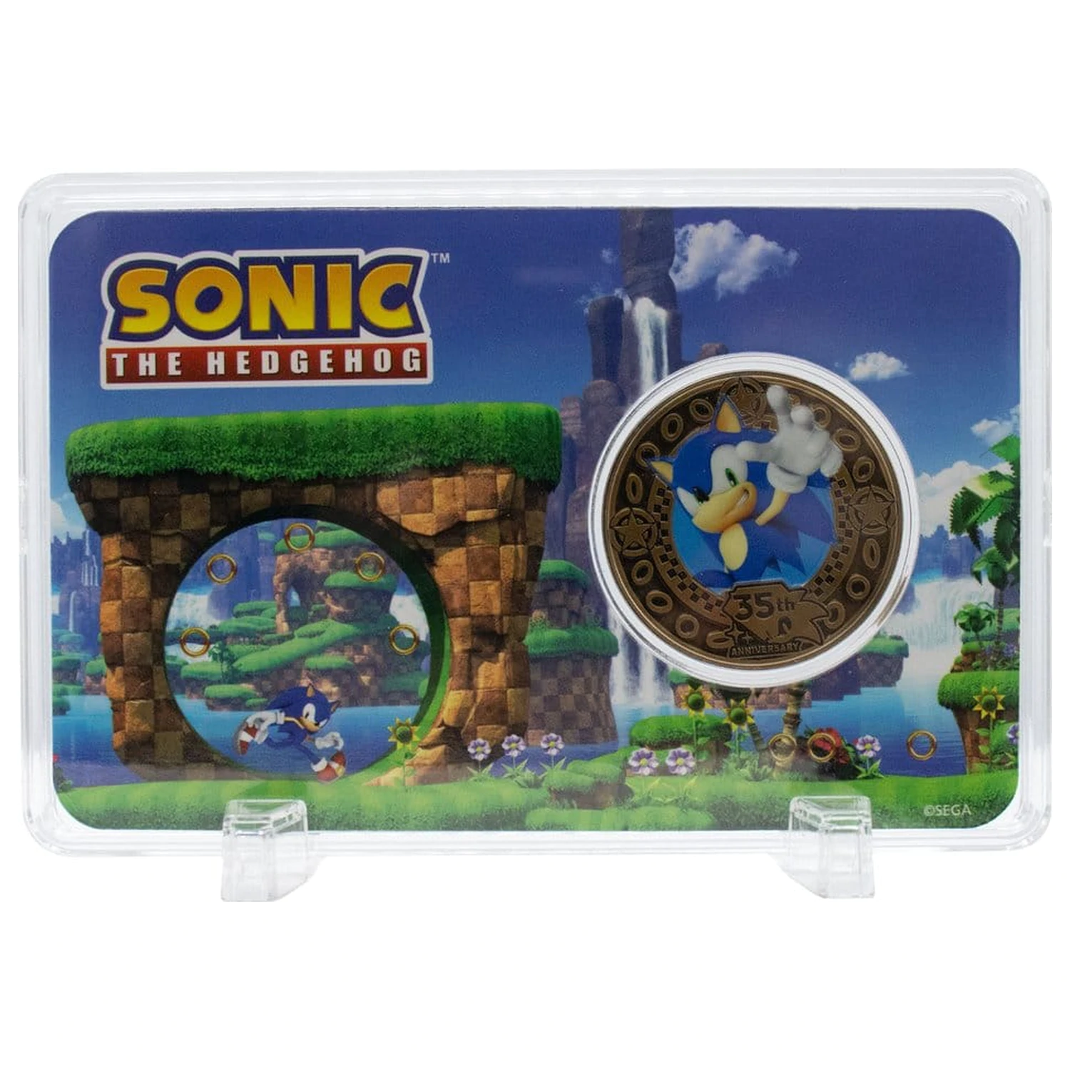 Sonic the Hedgehog zberateľská minca 35. výročie limitovaná edícia produktová fotografia