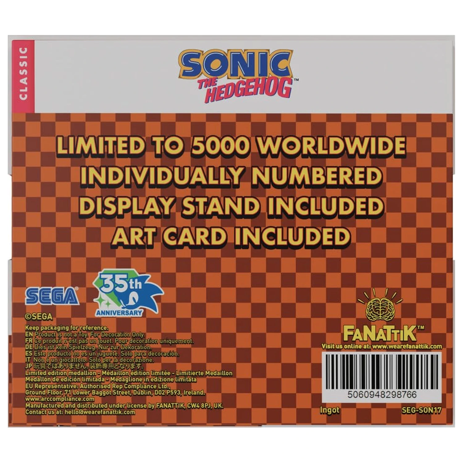 Sonic The Hedgehog zberateľská minca s originálnym logom produktová fotografia