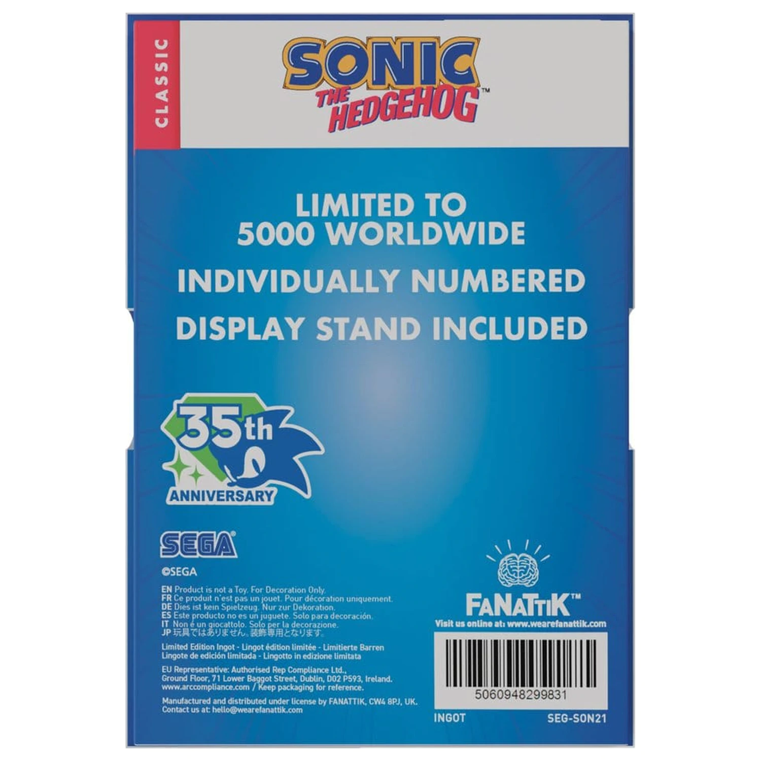 Sonic The Hedgehog Stained Glass Window Style Ingot, 60 cm produktová fotografia