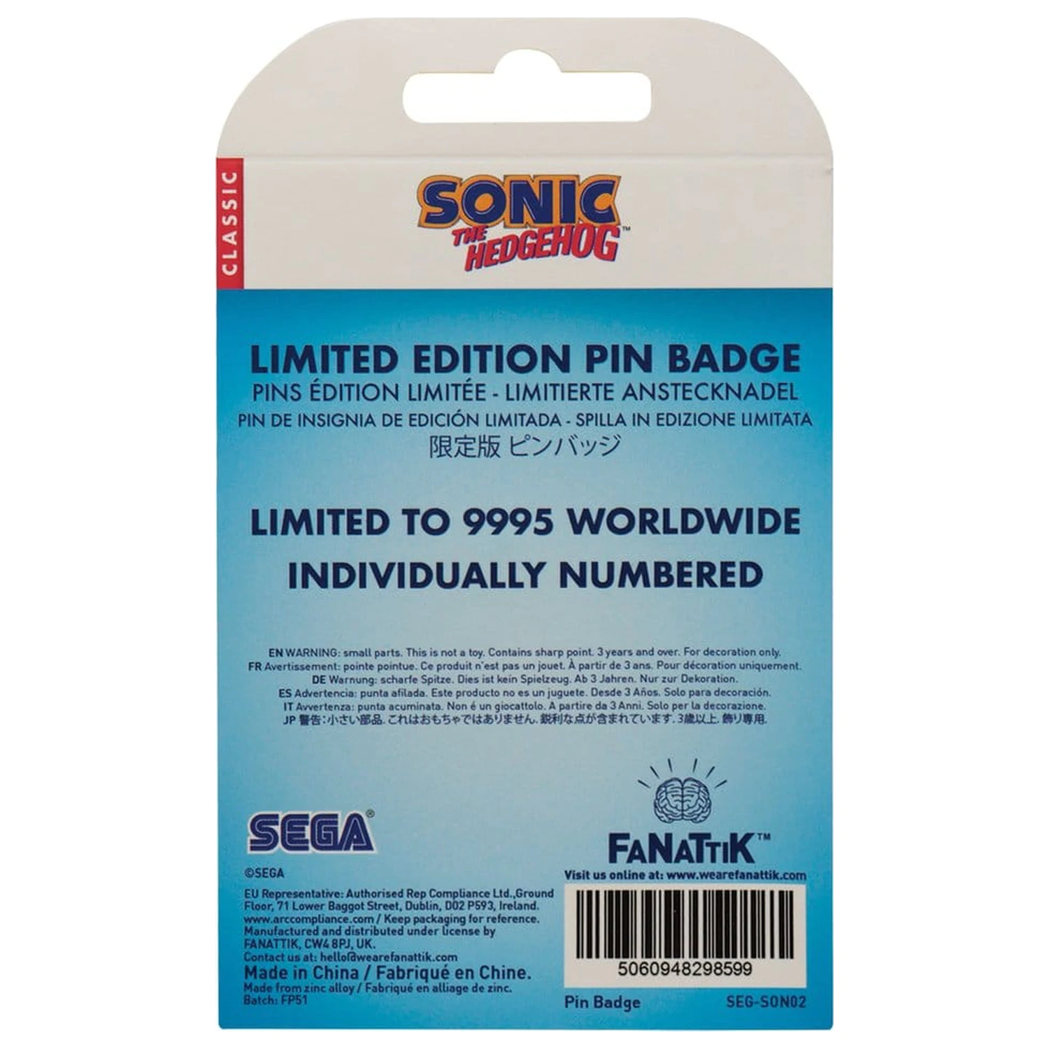 Sonic - The Hedgehog Odznak s pripínaním Sonic, Tails, Knuckles Limitovaná edícia produktová fotografia