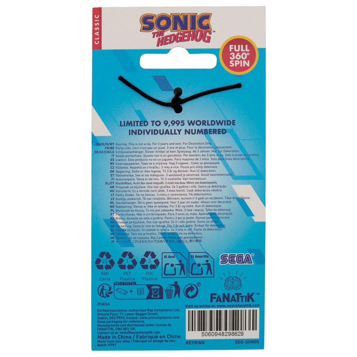 Sonic - The Hedgehog prívesok na kľúče limitovaná edícia produktová fotografia