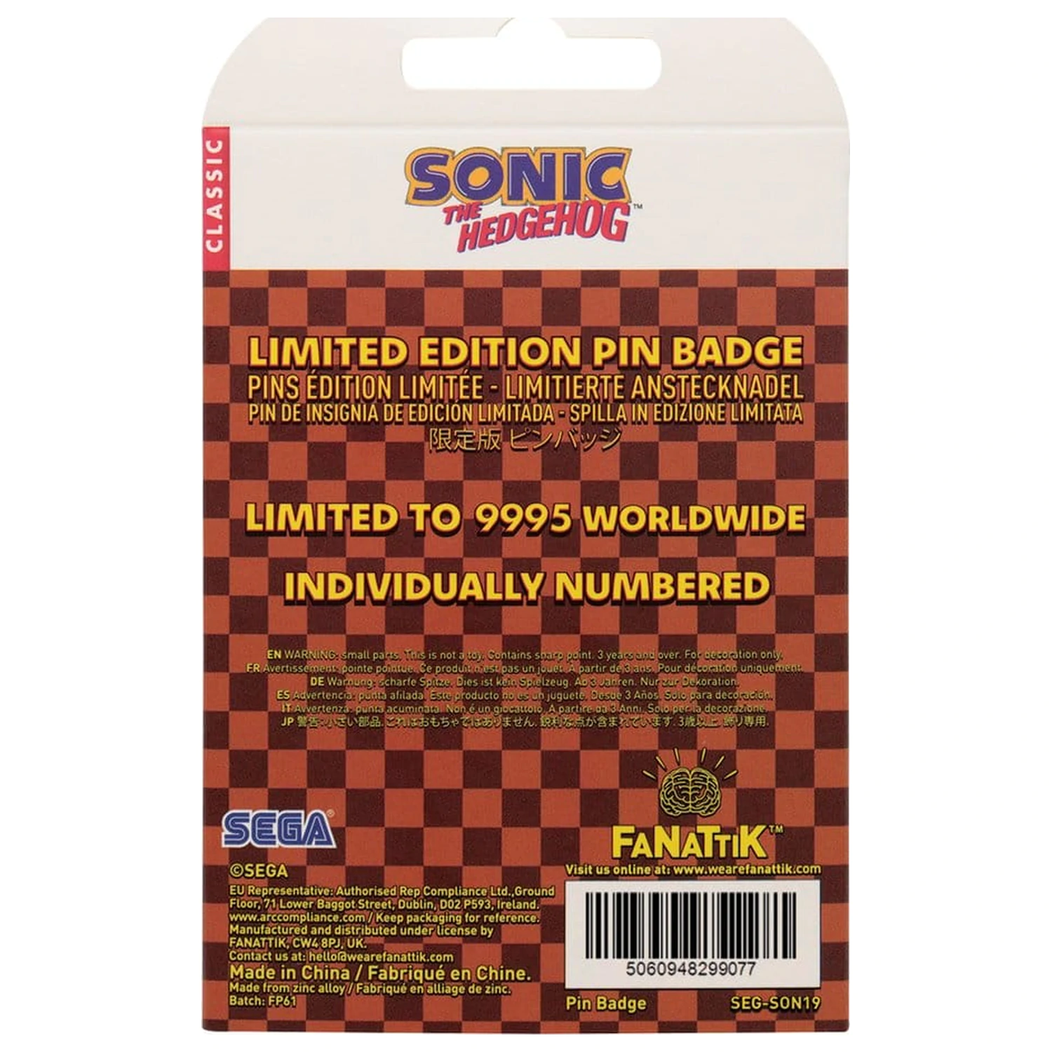 Sonic The Hedgehog Pohyblivý odznak s kolíkom produktová fotografia