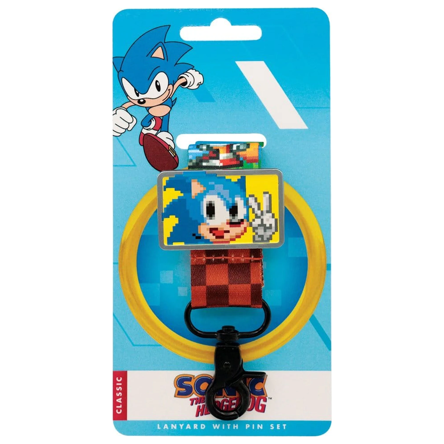 Sonic The Hedgehog šnúrka na krk a súprava odznaku s pripínacím špendlíkom produktová fotografia