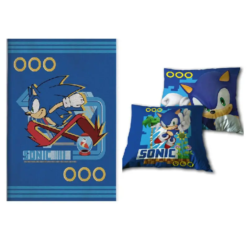 Sonic the Hedgehog polar deka + sada vankúša produktová fotografia
