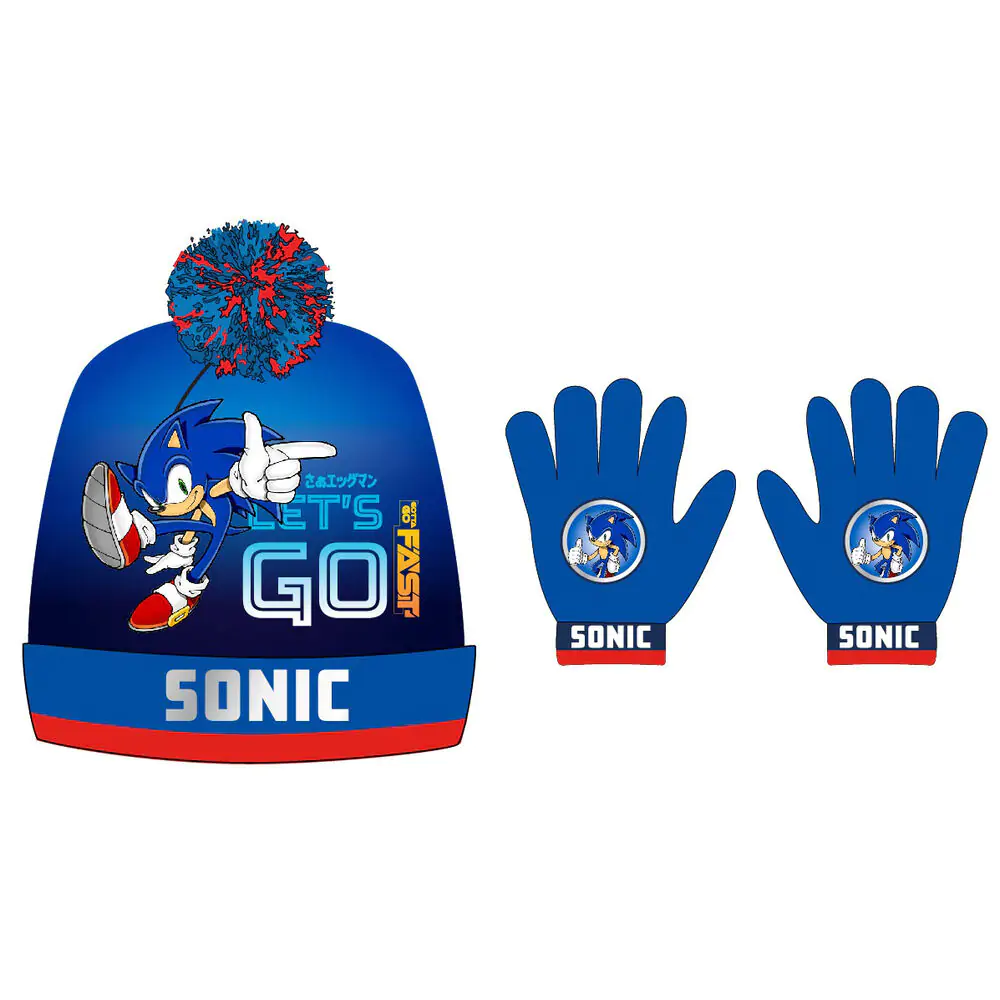 Sonic the Hedgehog set klobúka a rukavíc produktová fotografia