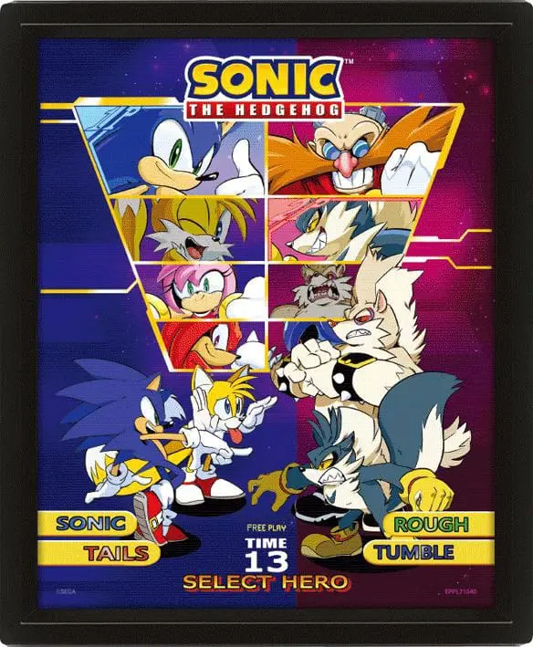 Sonic The Hedgehog 3D Lenticular Framed Poster Select Your Fighter 26 x 20 cm termékfotó