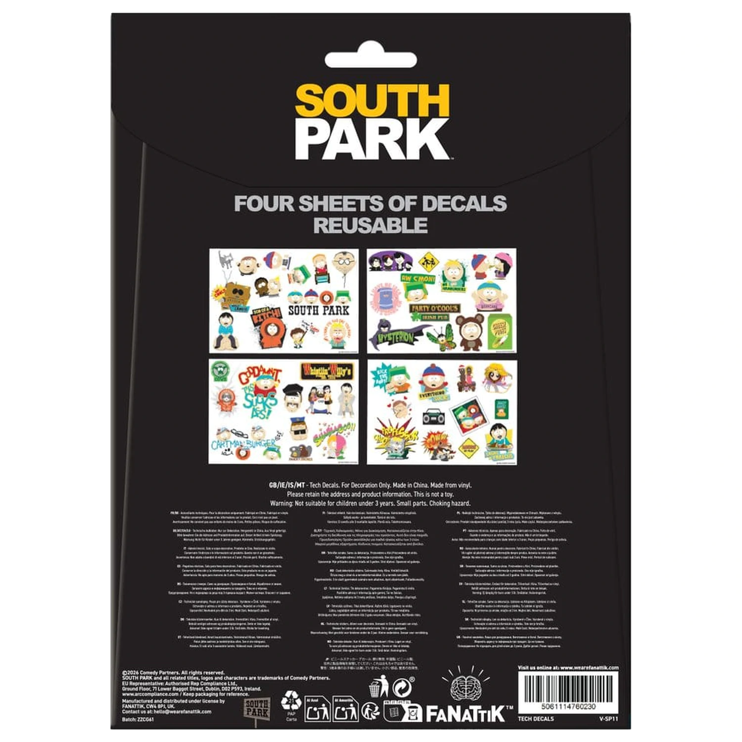 South Park tech balenie nálepiek produktová fotografia