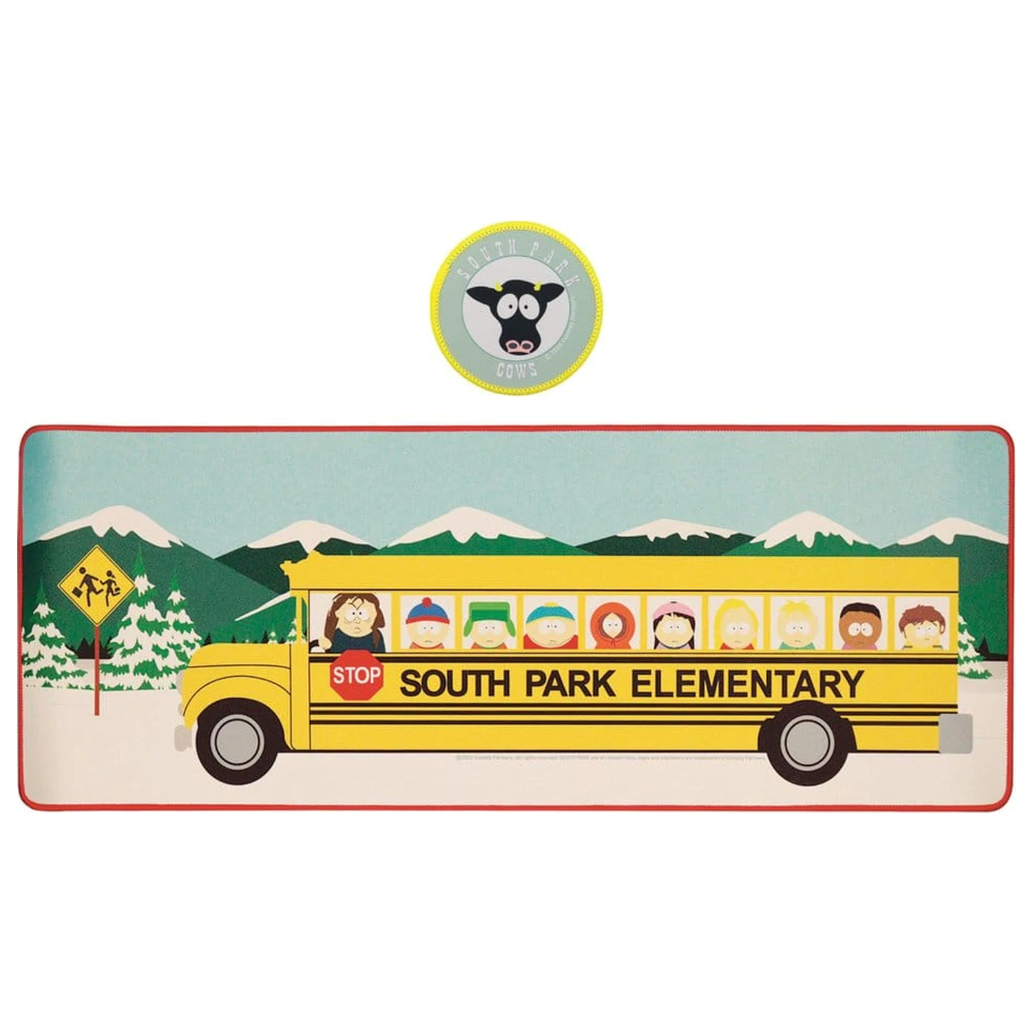 South Park Podložka na stôl a súprava podložiek pod poháre Školský autobus pre základnú školu produktová fotografia