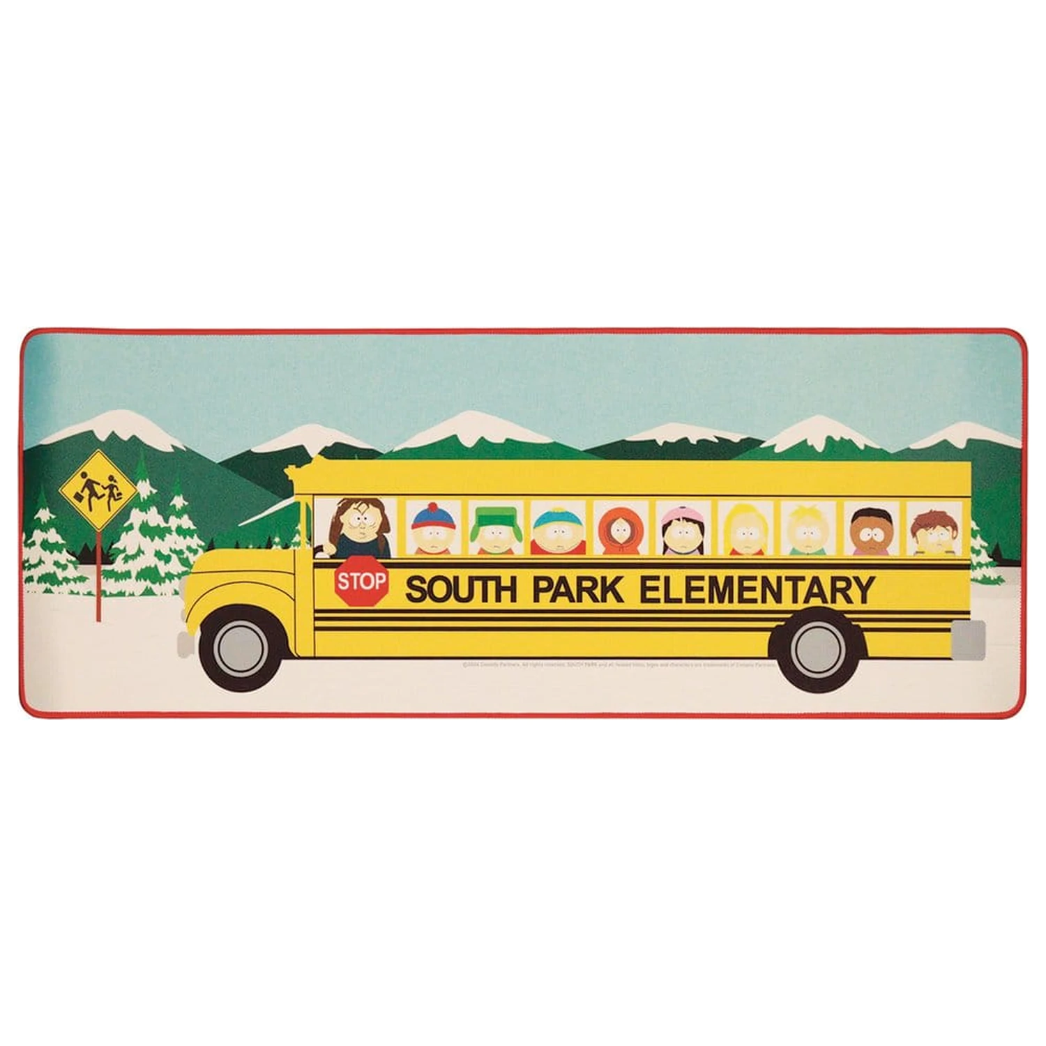 South Park Podložka na stôl a súprava podložiek pod poháre Školský autobus pre základnú školu produktová fotografia